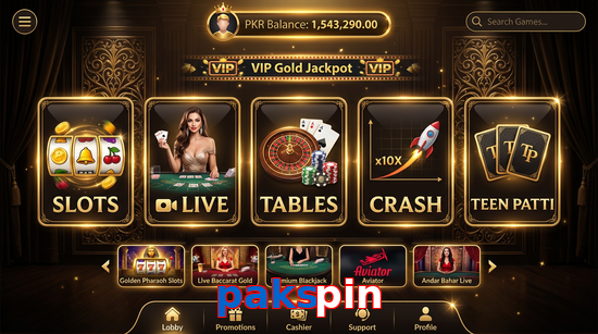 Main screen of Pakspin casino page for PK players