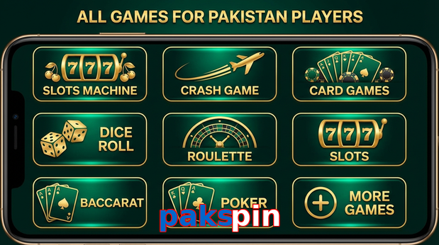 Main screen of Pakspin games page for PK players
