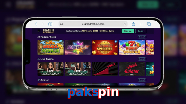 Main screen of Pakspin ios page for PK players